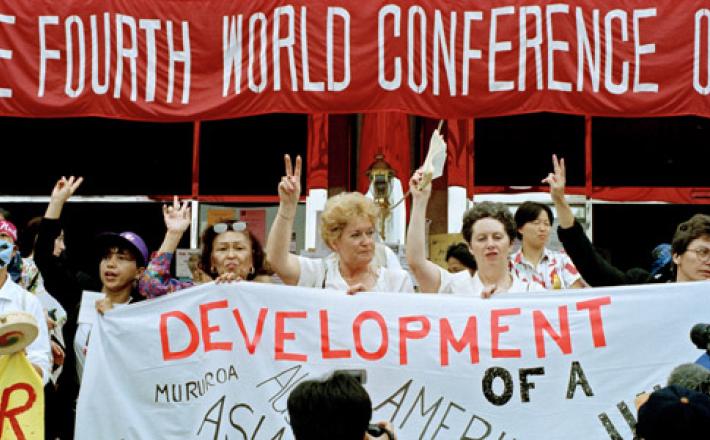 Participants at the Non-Governmental Organizations Forum meeting held in Huairou, China, as part of the United Nations Fourth World Conference on Women held in Beijing, China on 4-15 September 1995. Photo: UN Photo/Milton Grant 