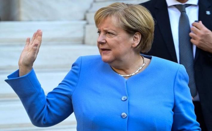 La chancelière Angela Merkel lors d’une visite à Athènes le 29 octobre 2021. (Copyright OUEST FRANCE| ARIS MESSINIS / AFP)