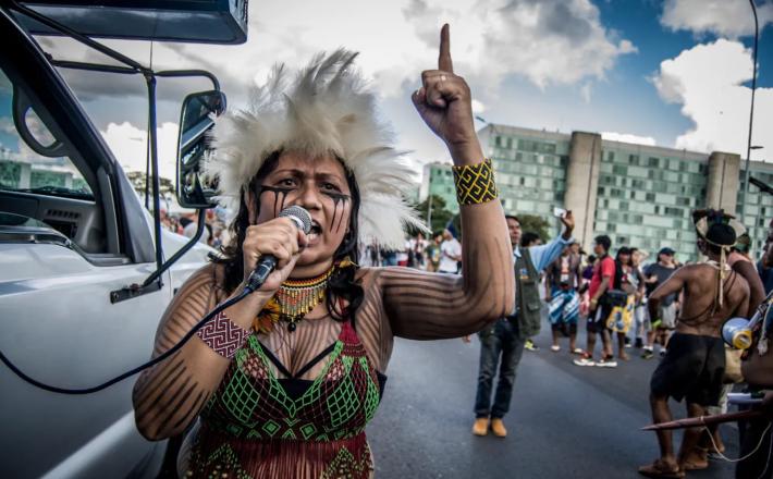 In 2019, indigenous leader Nara Baré embarked on a tour to Europe to denounce violations against indigenous peoples and the environment in Brazil Image: Midia Ninja, CC BY-SA 4.0 / Eco-Business
