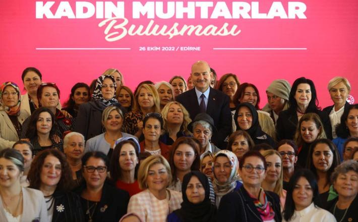 Interior Minister Süleyman Soylu met women mukhtars on October 26 in Edirne, northwestern Türkiye. (Photo: AA)