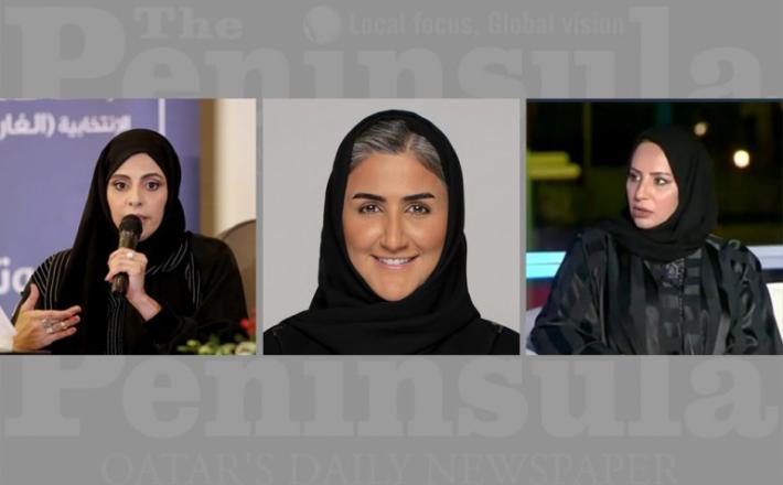 FROM LEFT: Shura Council candidates Fatma Ahmed Al Kuwari, Al Maha Jassim Al Majed, and Fatma Ghanem Muhammad Saad al Kubaisi