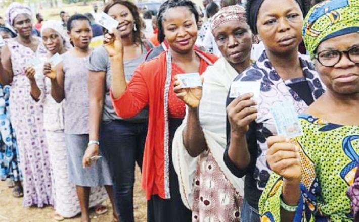 Nigerian women voting during election