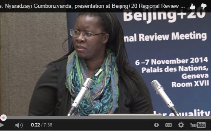 Ms. Nyaradzayi Gumbonzvanda, presentation at Beijing+20 Regional Review Meeting
