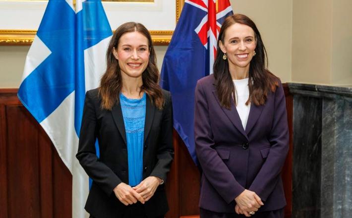 AUCKLAND, NEW ZEALAND - NOVEMBER 30: (L-R) Sanna Marin, Prime Minister of Finland and Prime Minster ... [+]GETTY IMAGES 