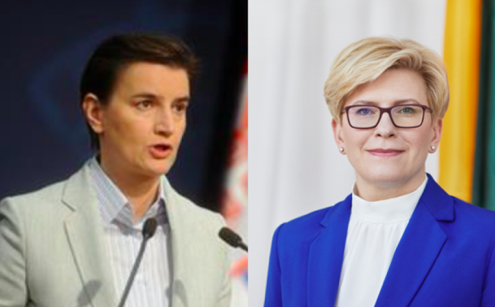 Serbian Prime Minister Ana Brnabic (left) and Lithuanian Prime Minister Ingrid Simonyte (right) have both appointed gender-balanced cabinets.
