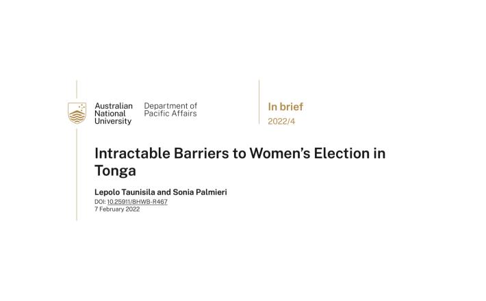 Intractable barriers to women’s election in Tonga - Australian National University