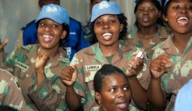 UN Photo/Albert González Farran South African women peacekeepers who served with the UN – African Union Mission in Darfur (UNMAMID) celebrate their national Women’s Day in Kutum, North Darfur. 