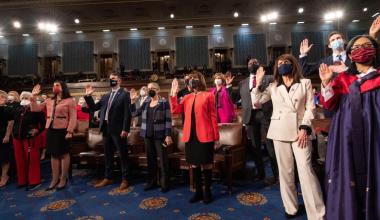 Members of the 117th Congress of the United States are sworn in at the Capitol in January 2021. Currently, 119 women hold seats in the U.S. House of Representatives, a record number. (Credit: Franmarie Metzler) - University of Colorado Boulder 