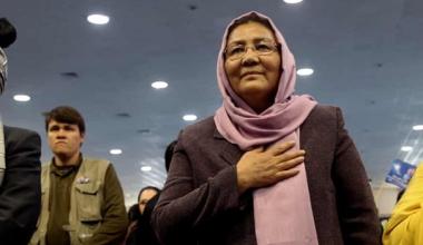 Habiba Sarabi was the only woman in the government’s 12-strong team at talks in Moscow on Thursday. The Taliban delegation had none. Photograph: Massoud Hossaini/AP