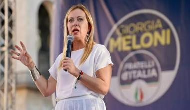 Giorgia Meloni at a Brothers of Italy rally in Milan. Sunday, 11 September 2022.   -   Copyright  Brothers of Italy