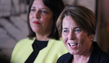Attorney General Maura Healey made her first campaign appearance for governor with her new running mate, Kim Driscoll, at the Worcester Public Market.LANE TURNER/GLOBE STAFF