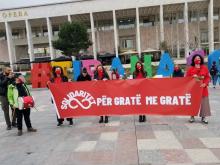 A protest with the slogan ‘Solidarity; For Women, With Women’, was organized by human rights groups and activists in 2021 in Tirana. Photo: BIRN