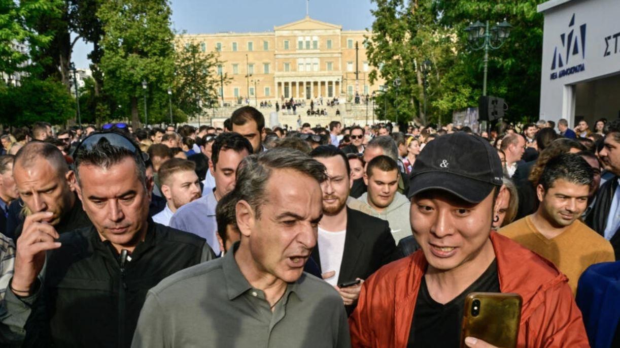 A man's game: Greek prime minister Kyriakos Mitsotakis on the campaign trail © Louisa GOULIAMAKI / AFP