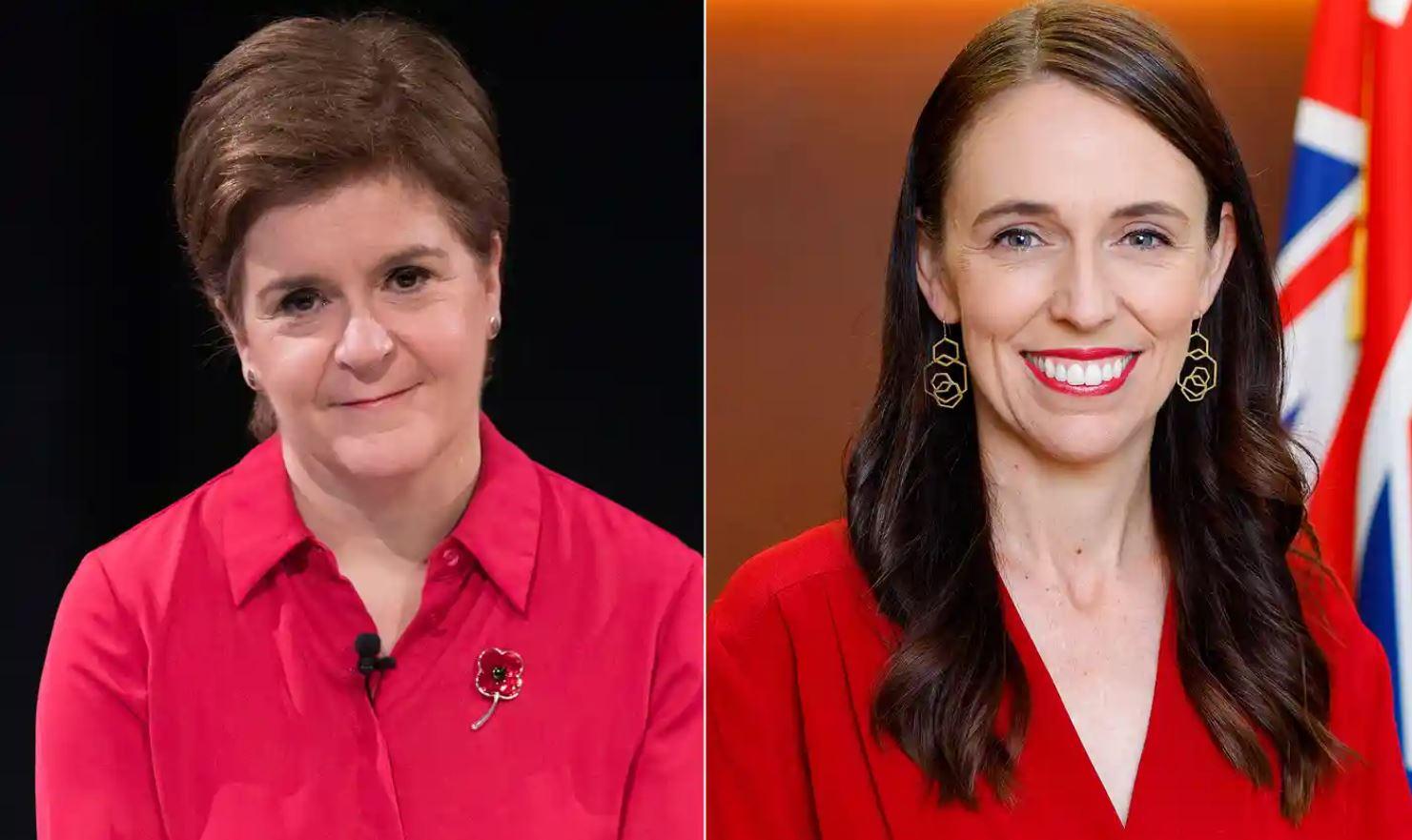Nicola Sturgeon (left) and Jacinda Arden both spoke of wrestling with competing demands of high office. Composite: Getty
