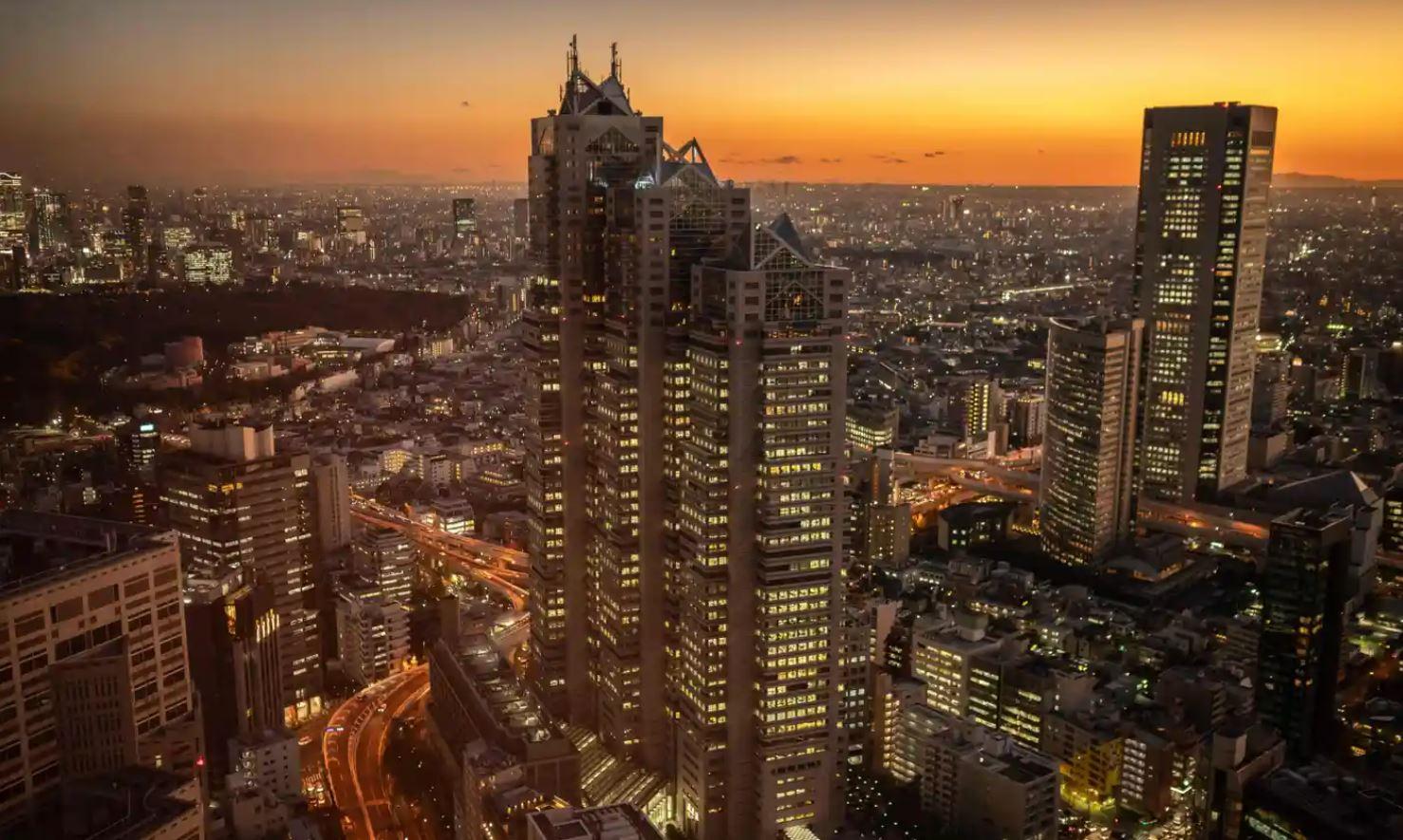 Tokyo’s skyline. Female participation in Japanese politics is among the lowest in the world. Photograph: Yuichi Yamazaki/AFP/Getty Images